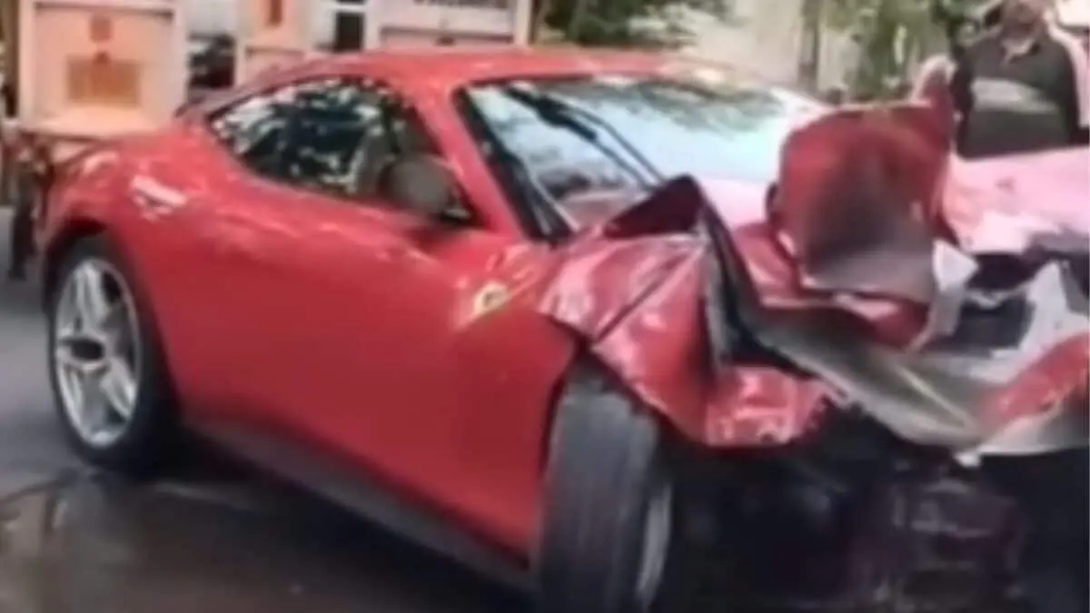 Ferrari crashes into Hyderabad apartment gate, occupants flee